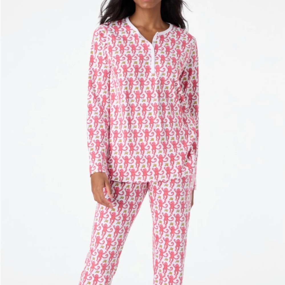 Roller Rabbit Pink Monkey Pajama Set Small